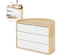 Umbra Boîte de rangement Table de nuit Tablette de lit Étagère de chevet Boîte à bijoux en bois 3 tiroirs blanc