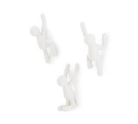 Umbra Crochets muraux Buddy – porte-manteau décoratif, ensemble de 3, blancs, 20 x 7.6