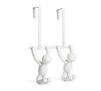Umbra Buddy Patère Murale Dessus de Porte, Lot de 2, Blanc | Supporte 2,3 kg, finition mate, rangement chapeaux écharpes manteaux, plastique