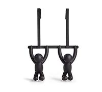 Umbra Buddy Patère Murale Dessus de Porte, Lot de 2, Noir | Supporte 2,3 kg par crochet, installation facile avec matériel, compatible portes jusqu'à 4 cm, rangement maximisé, abs