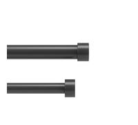 Umbra Cappa Double Tringle À Rideaux Extensible, 2,5cm, 91-168cm, 4 Embouts, Supports Muraux et Matériel De Fixation Inclus, Acier, Noir Brossé
