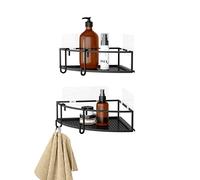Umbra Cubiko Étagère d'angle Fixation Adhésive, Lot de 2, Noir | Acier inoxydable, supporte 4,5 kg, compatible carrelage plâtre béton, design moderne, antirouille