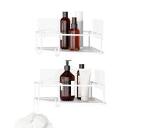 Umbra Cubiko Étagère d'angle sans perçage avec crochets, Lot de 2, Blanc