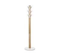 Umbra Portemanteau sur pied Flapper – Bois d'hévéa, 9 crochets blancs, 165 cm – Blanc/Naturel