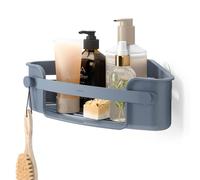 Umbra Flex Étagère d'angle adhésive pour douche, Bleu Ardoise | Compatible carrelage et béton, Évacuation eau intégrée, 2 crochets inclus, Plastique ABS recyclé