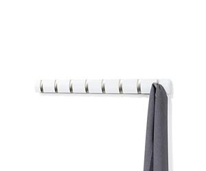 Umbra - Flip - Porte-manteaux - 8 têtes - Blanc | Bois de pin, fixation murale incluse, gain de place, multi usage, notice et visserie fournies, pour manteaux écharpes sacs