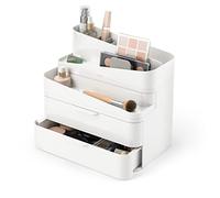 Umbra Glam Organisateur, boîte de rangement, Grand, Blanc | Tiroirs empilables, compartiments personnalisables, pieds en caoutchouc, plastique recyclé
