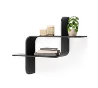 Umbra Montage Étagère murale, Fixation Horizontale Verticale, Noir | Bois cintré naturel, supporte jusqu'à 6,8 kg, design géométrique audacieux, rangement pour objets décoratifs