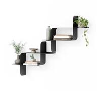 Umbra Montage Étagères murales acier, lot de 2, 64x48x16 cm, Noir | Cadres géométriques peints, pose horizontale ou verticale, 6,8 kg par lot, pour livres plantes et objets
