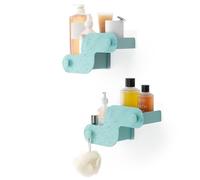 Umbra Nami Étagère de Douche Sans Perçage, Lot de 2, Bleu océan | Supporte 2,72 kg, antirouille, carrelage verre métal, Plastique océanique recyclé