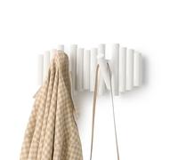 Umbra Picket 5 Patère Murale, Combine utile et Art, Chevilles en pin biseautées, Blanc