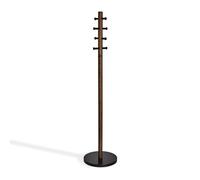 Umbra Pillar coat Rack. Porte manteau sur pied Pillar. En bois, coloris noyer et noir pour les 8 patères et la base. Dimension 51cm de diamètre et 165cm de haut.