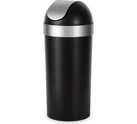 Umbra Poubelle à couvercle basculant Venti, plastique PP, noir, nickel, 72 L, 1022664-047
