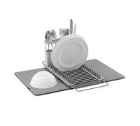 Umbra Udry Égouttoir Vaisselle Extensible, 16 Plats, Gris foncé | Microfibre super absorbante, protège comptoir rayures et eau, s'adapte évier 33-56 cm, se replie compact, sans BPA, ABS