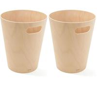 Umbra Woodrow Poubelle Ou Corbeille À Papier Moderne En Bois D'Une Capacité De 7,5 L Pour Salle De Bain, Bureau, et Bien Plus Encore, Hêtre Commun, Naturel (Lot de 2)