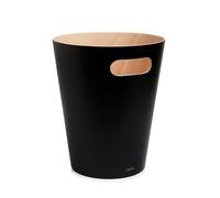 Umbra Woodrow Poubelle Ou Corbeille À Papier Moderne En Bois D'Une Capacité De 7.5 L Pour Salle De Bain. Bureau. et Bien Plus Encore. Hêtre Commun. Noir/Naturel