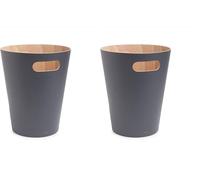 Umbra Woodrow Poubelle Ou Corbeille À Papier Moderne En Bois D'Une Capacité De 7.5 L Pour Salle De Bain. Bureau. et Bien Plus Encore. Hêtre Commun. Naturel/Anthracite (Lot de 2)