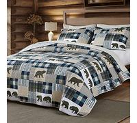 UMCHORD Parure de lit 3 pièces avec Courtepointe de Noël Rustique pour Grand lit, légère et réversible pour Toutes Les Saisons, Couvre-lit avec 2 taies d'oreiller
