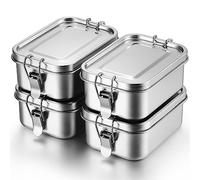 Umigy Lot de 4 boîtes à repas en acier inoxydable avec clips verrouillables pour éviter les fuites, réutilisables au lave-vaisselle (550 ml)