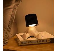 Umikk Lampe de table LED amusante, lampe de chevet créative A Little Shy Man, lampe de table à chargement USB avec abat-jour, lampe de chevet LED romantique (noir)