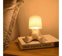 Umikk Table à LED amusante, petite et timide créative lampe de chevet, table de charge USB avec écran, lampe de chevet romantique à LED (blanc)