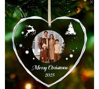 Umitive Boule de Noël Personnalisée avec Photo et Texte, Décoration de Sapin en Verre, Cadeau pour Couple, Famille et Premier Noël Ensemble 2025 (Style A)
