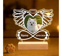Umitive Veilleuse Mémoire pour Chien Personnalisée - Lampe LED avec Photo & Nom d'animal, Cœur & Empreintes de Patte, Cadeau de Deuil pour Amoureux des Chiens, Souvenir avec Date (Style04)