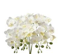 Umllpet Lot 6 Orchidées Artificielles Phalaenopsis Blanc 69cm Real Touch, Tige Souple Plastique Réaliste, Décoration Table Salon Mariage Cérémonie Intérieur
