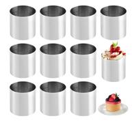 Umllpet Lot de 10 anneaux à dessert et anneaux alimentaires en acier inoxydable - Kit de petits anneaux à gâteau de 5 cm - Moules à dessert - Anneaux de cuisine - Petit anneau de cuisson - Mini moule