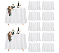 Umllpet Lot de 10 nappes rondes, jetables, blanches, pour table ronde, 230 cm, en PEVA imperméable, pour anniversaire, mariage, douche nuptiale, fête, famille