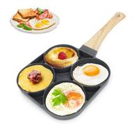 Umllpet Poêle à Pancakes, Poele a oeuf Crepe, Poêle à frire Antiadhésive avec 4 Trous, Poele au Plat en Aluminium pour Petit-Déjeuner, Omelettes, Steaks, Poêl pour Cuisinière à Gaz, Induction