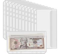 UMSICHT Lot de 12 pochettes A6 sans fermeture éclair, enveloppes budgétaires avec couvercles, pochette A6 pour classeur à 6 anneaux, organiseur de classeur à billets, enveloppes en PVC transparent
