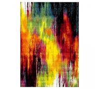 UN AMOUR DE TAPIS - Tapis moderne 197 - Tapis carré belo - rouge, creme, jaune, vert, noir, orange - 100 x 100 cm