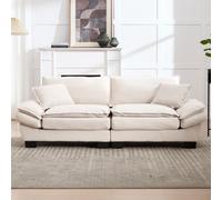 Un canapé double moderne et simple, avec un matelas à ressorts, un seul coussin, confortable mais spacieux, idéal pour un salon, une chambre ou un bureau, de couleur beige