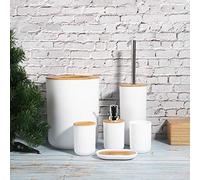 Un Ensemble D'Accessoires de Salle de Bain 6 Pièces, Distributeur de Savon, Porte-Savon, Porte-Brosse à Dents, Gobelet à Chasse d'eau, Porte-Brosse de Toilette, Poubelle