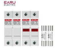 Un ensemble de 2 porte-fusibles parallèles DC 10*38mm haute tension solaire photovoltaïque 1000V 6A-32A, base de protection pour système photovoltaïque GPV EAPV-32L-2P