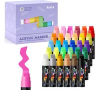 Un ensemble de 30 marqueurs acryliques avec une pointe de 15 mm de large, adaptés pour la céramique, le verre, la pierre et le bois