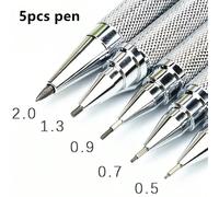 Un ensemble de crayons mécaniques entièrement en métal, tailles : 0,3 mm, 0,5 mm, 0,7 mm, 0,9 mm, 1,3 mm, 2,0 mm, 3,0 mm, mines de graphite HB, convient pour le bureau, le dessin artistique et l'écrit