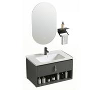 Un Ensemble De Meubles De Salle De Bains Avec Un Lavabo Rea Toledo 60Cm Gris