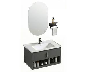 Un Ensemble De Meubles De Salle De Bains Avec Un Lavabo Rea Toledo 60Cm Gris