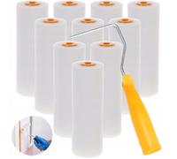 Un jeu de rouleaux à peinture polyuréthane de 10 cm, 10 pièces, avec un manche