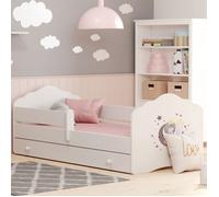 Un lit 160 x 80 cm + sommier + matelas + tiroir + barrière de protection