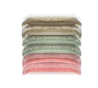 Un lot de 6 éponges absorbantes double face en bambou naturel lavables pour la vaisselle, tampons à gratter fibres ultra-fines sans odeur, idéales pour le nettoyage de la cuisine, réutilisables