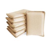 Un lot de 6 éponges absorbantes double face en bambou naturel lavables pour la vaisselle, tampons à gratter fibres ultra-fines sans odeur, idéales pour le nettoyage de la cuisine, réutilisables (café)