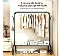 Un portant à vêtements sur pied, simple et durable, avec une ou deux tiges, un organisateur de vêtements pliable polyvalent pour les petits espaces, une solution de rangement minimaliste pour la maiso