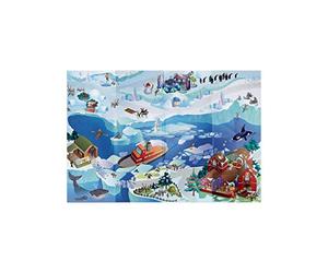 UnAmourDeTapis Tapis Chambre, 100 X 140 Cm, Motif Banquise Enfant, Bleu, Kilim Tissé en Belgique, Décor Polaire Illustré, Idéal Coin Jeu, 3077