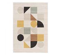 UnAmourDeTapis Tapis Chambre, 120 X 170 Cm, Beige Jaune Orange, Motif Géométrique Graphique, Poils Ras Tissé en Turquie, Style Scandinave Moderne, 7500