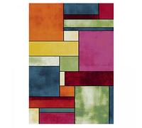 UnAmourDeTapis Tapis Chambre, 80 X 150 Cm, Motif Géométrique, Multicolore, Vert, Bleu, Rouge, Tissé en Turquie, Poils Ras, pour Intérieur Chaleureux, 11348