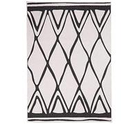 UnAmourDeTapis Tapis Exterieur, 80 X 150 Cm, Crème Et Noir, Motif Berbère Graphique Style Kilim Réversible, Tissé Machine en Belgique, Terrasse Jardin Balcon, 3674