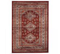 UnAmourDeTapis Tapis Orient Style, 190 X 280 Cm, Motif Oriental Médaillons Frises, Orange, Poils Ras Tissé, Fabriqué en Belgique, Décoration Salon, 3663